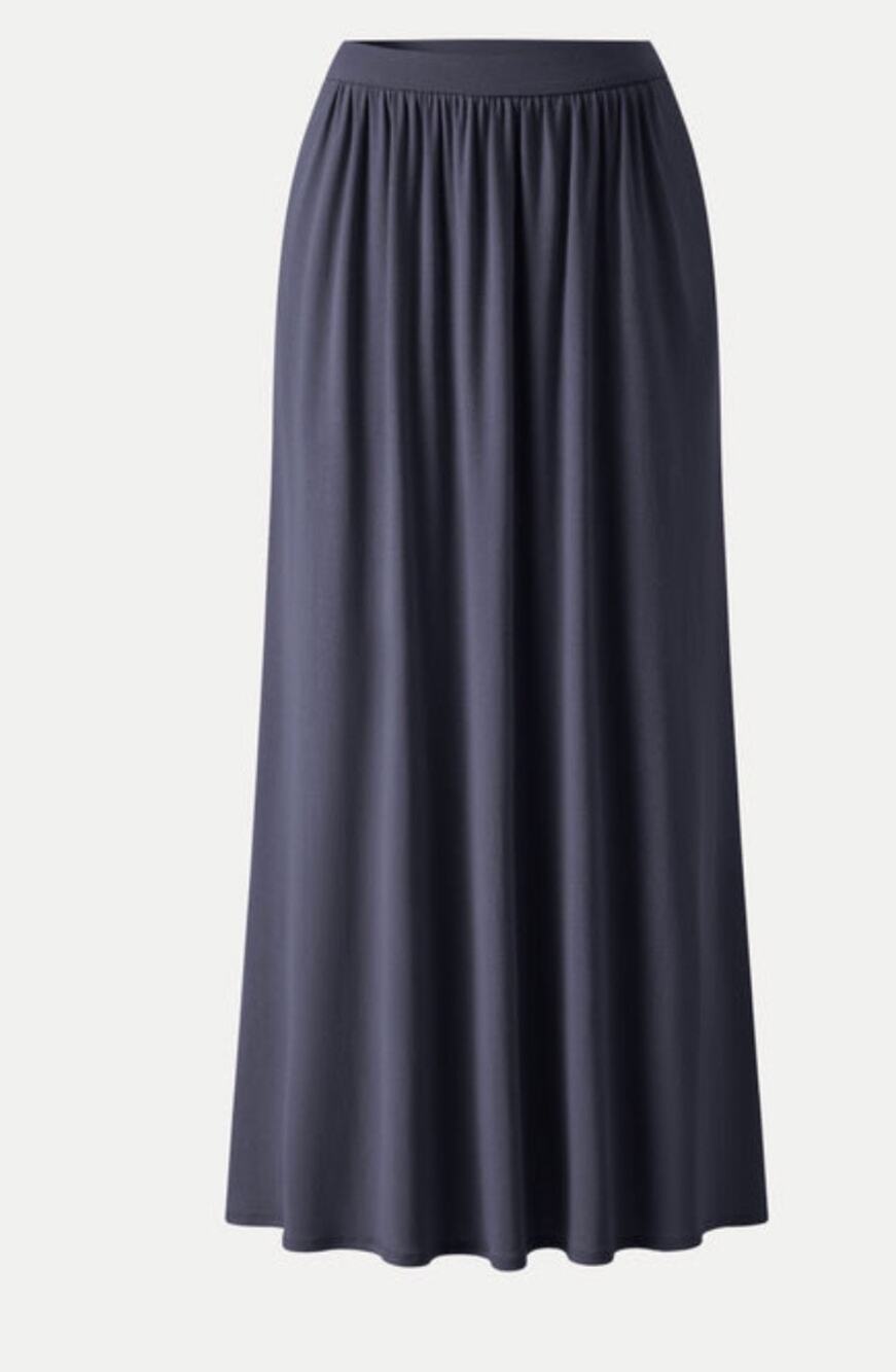 OGL Smoky Navy Long Flowy Midi Skirt Elastic Waist Soft Comfort Size XL New